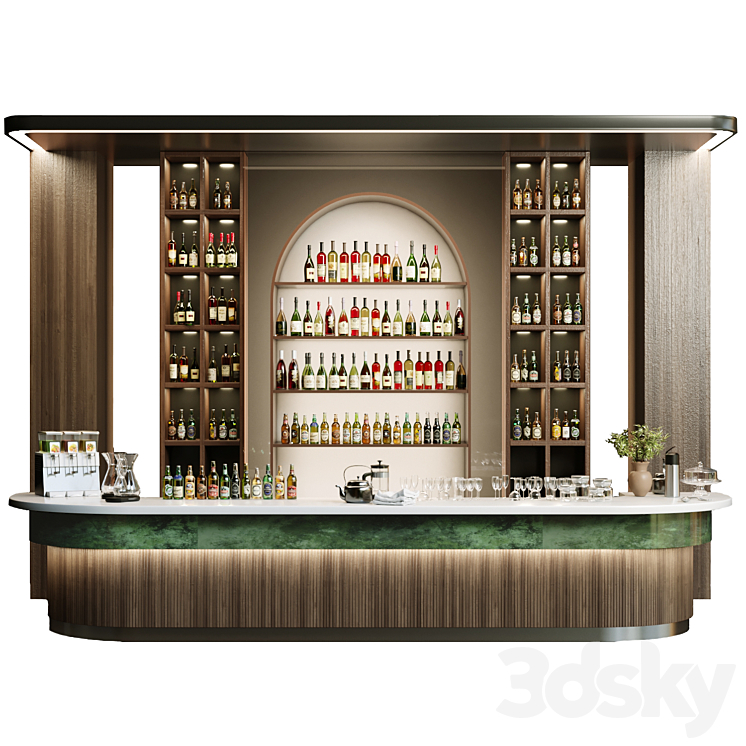 Design of a restaurant with a bar and wine. Alcohol restaurant 22 3DS Max Model - thumbnail 1