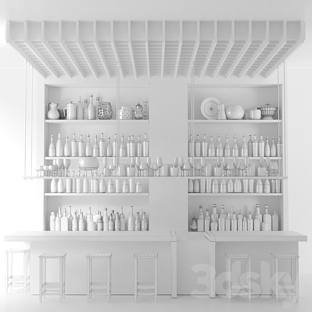 Design project of a bar with wine and sparkling. Alcohol collection. Bar 3DS Max Model - thumbnail 2