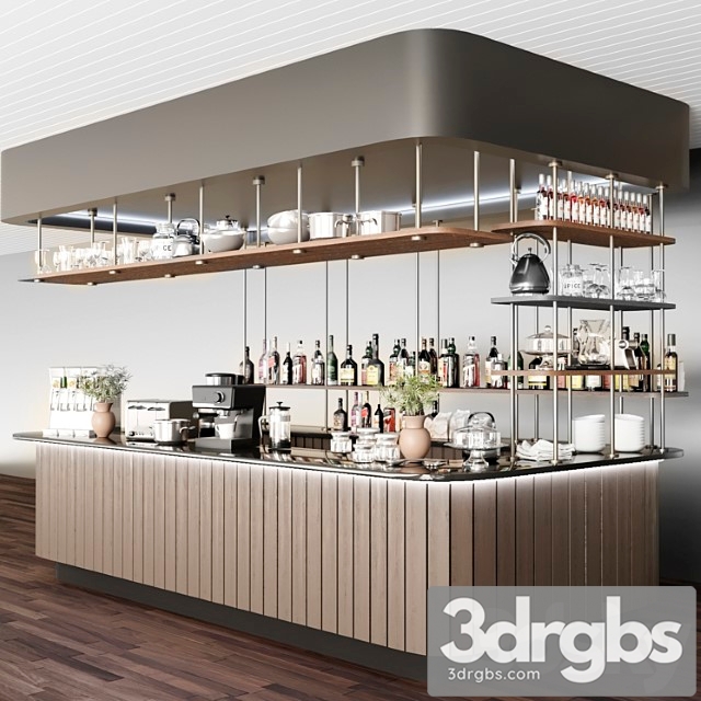 Design project of a cafe in a modern style 2. alcohol 3dsmax Download - thumbnail 1