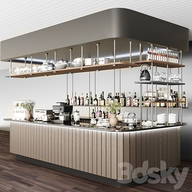 Design project of a cafe in a modern style 2. Alcohol 3DSMax File - thumbnail 1