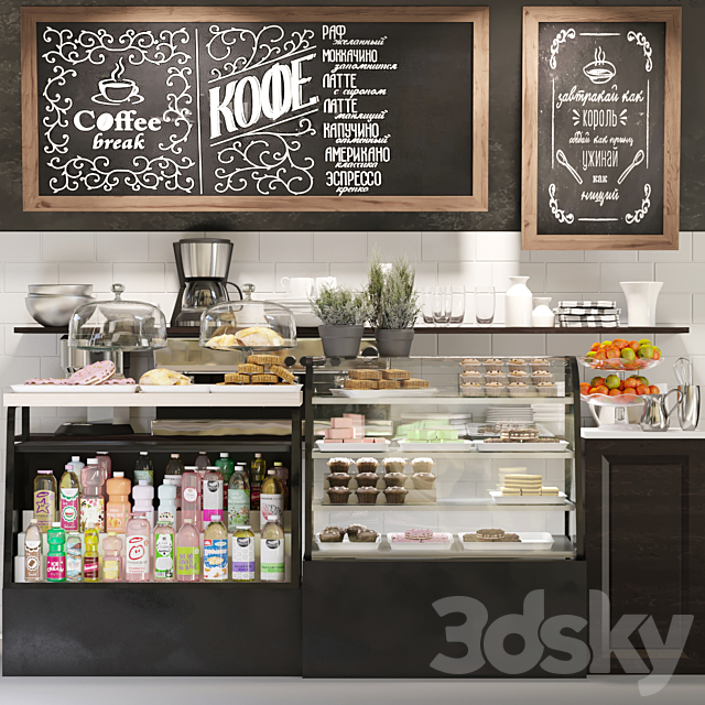 Design project of a cafe with a showcase with desserts and confectionery 3 3DSMax File - thumbnail 1