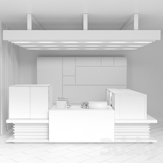 Design project of a coffee point with a confectionery showcase and desserts. Cafe 3DS Max Model - thumbnail 3