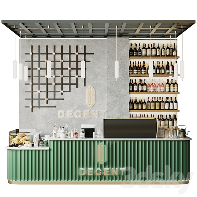 Design project of a coffee shop with a mini bar and wine. coffee point 3DSMax File - thumbnail 1