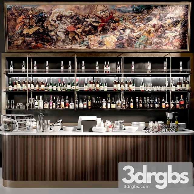 Design project of a restaurant with its own collection of wine and spirits 2 3dsmax Download - thumbnail 1