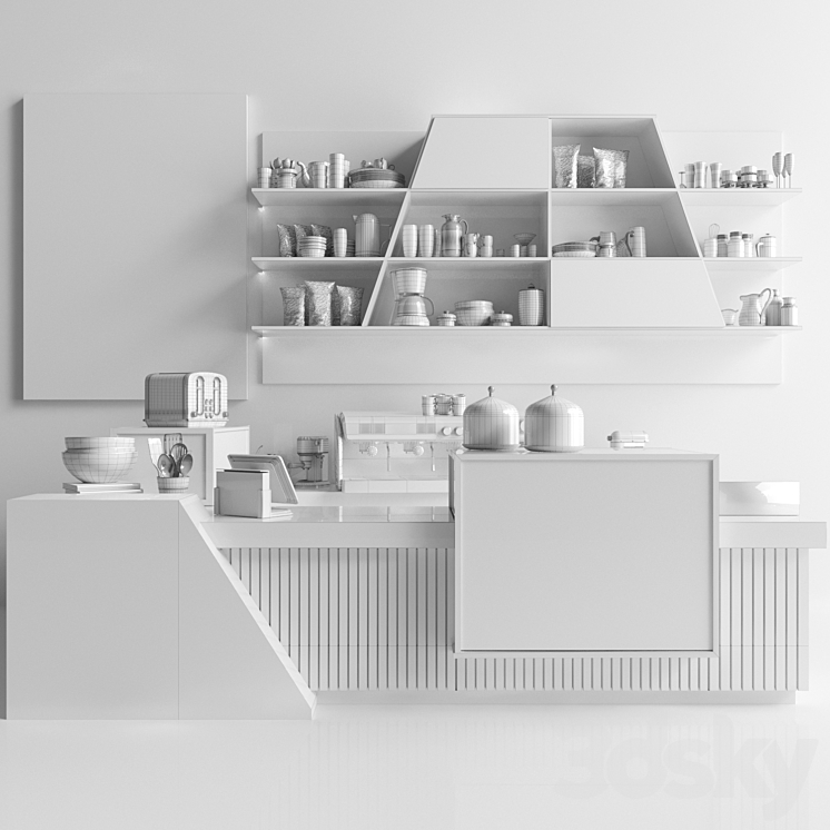 Design project of coffee point in loft style with desserts and sweets. Cafe 3DS Max - thumbnail 2