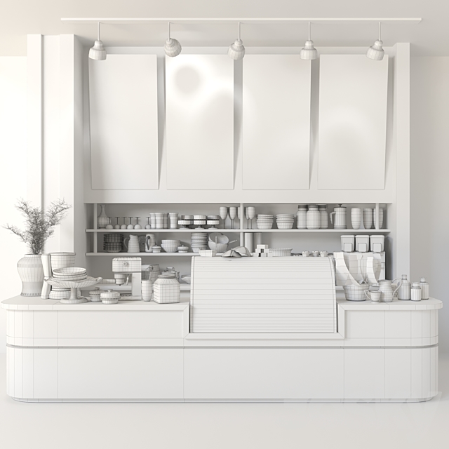 Design project of coffee point with desserts and sweets. Cafe 3DS Max Model - thumbnail 2