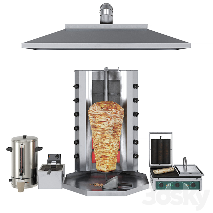 Equipment for Shawarma cafe 3DS Max Model - thumbnail 1