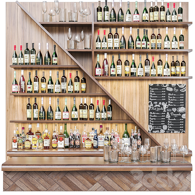 Ethnic bar with alcohol 3DS Max Model - thumbnail 3