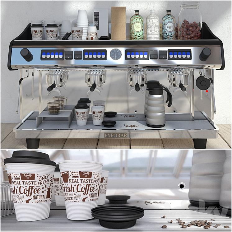 Expobar 4 Group Megacrem Coffee Machine 3DS Max - thumbnail 1