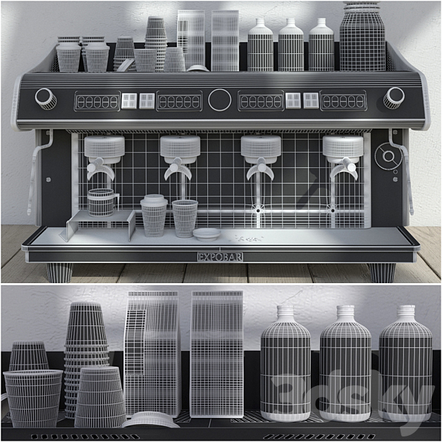 Expobar 4 Group Megacrem Coffee Machine 3DSMax File - thumbnail 3