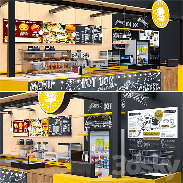 Fastfood And Coffee Kiosk 3DS Max Model - thumbnail 2