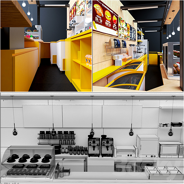 Fastfood And Coffee Kiosk 3DS Max Model - thumbnail 3