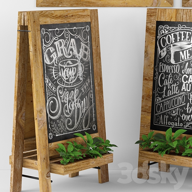 greenery chalkboard 03 3DS Max Model - thumbnail 2