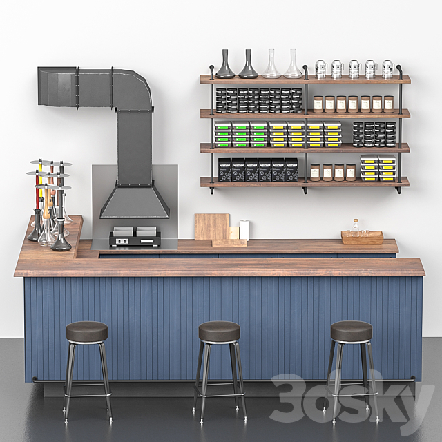 Hookah lounge bar counter 3DS Max Model - thumbnail 2