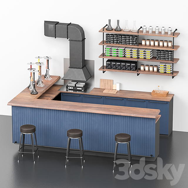 Hookah lounge bar counter 3DS Max Model - thumbnail 3