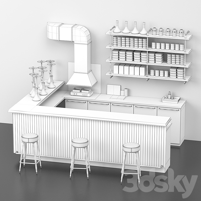 Hookah lounge bar counter 3DS Max Model - thumbnail 5