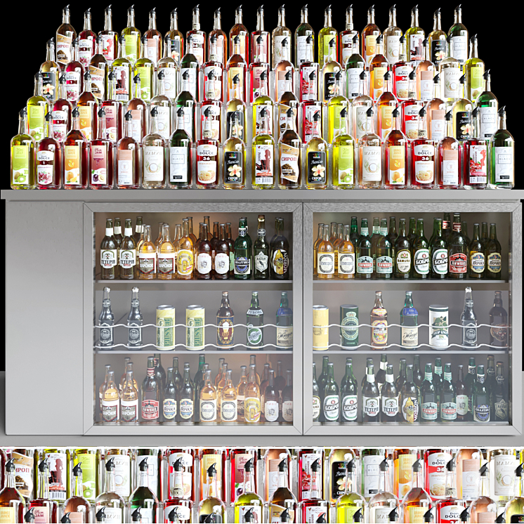 Huge bar with a large selection of alcohol. Cocktail 3DS Max - thumbnail 1