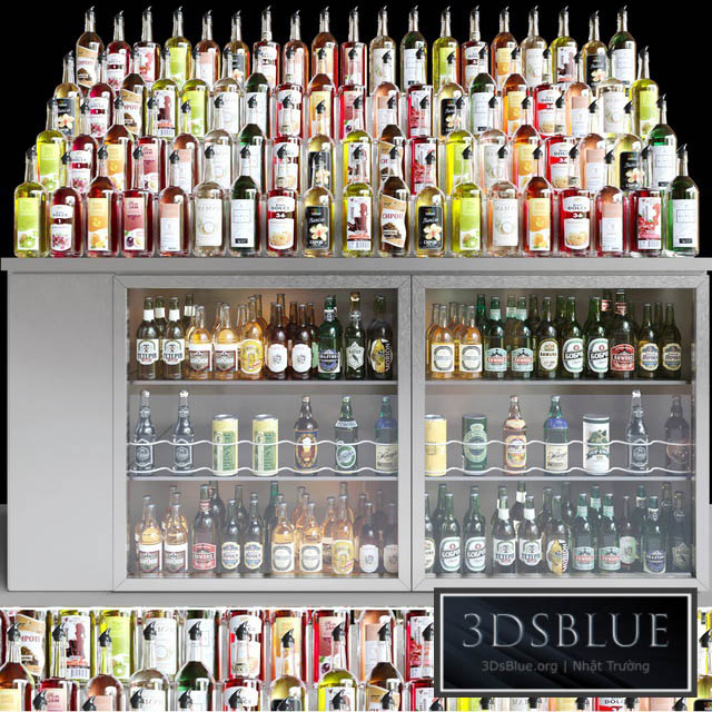 Huge bar with a large selection of alcohol. Cocktail 3DS Max - thumbnail 3