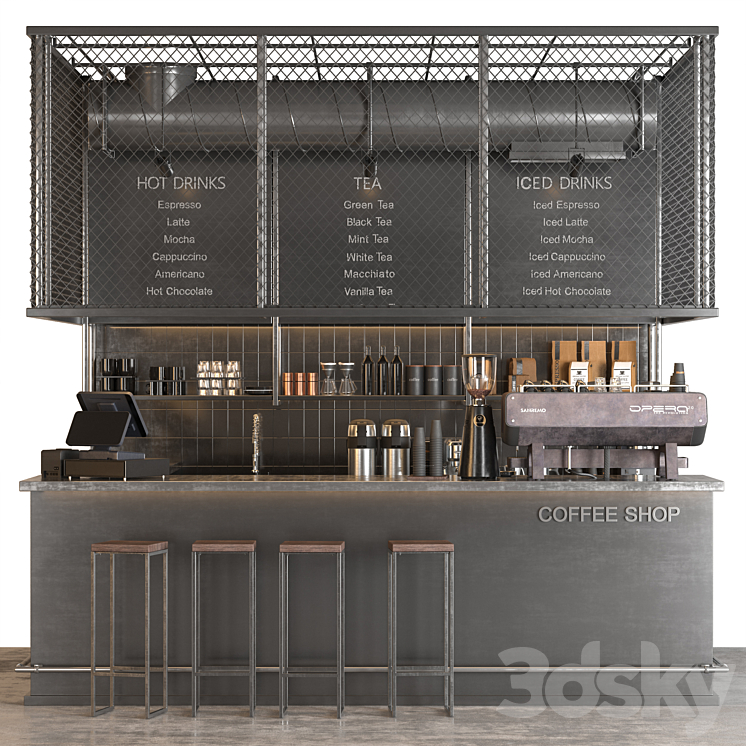 industrial coffee shop 2 3DS Max Model - thumbnail 1