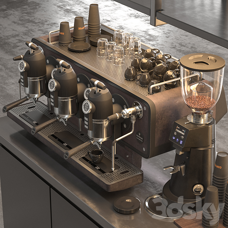 industrial coffee shop 2 3DS Max Model - thumbnail 2