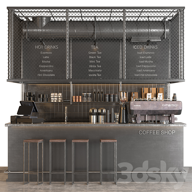 industrial coffee shop 2 3DSMax File - thumbnail 1