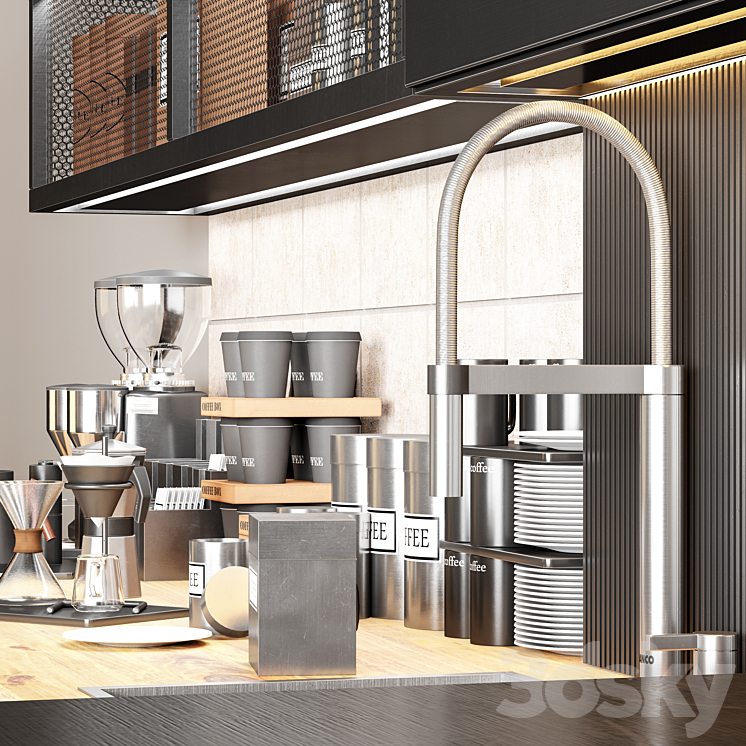 industrial coffee shop 3DS Max Model - thumbnail 2