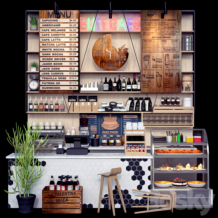 JC Coffee Shop Counter 3DS Max - thumbnail 1