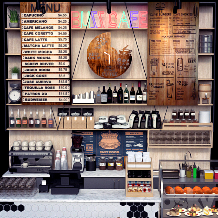 JC Coffee Shop Counter 3DS Max - thumbnail 2