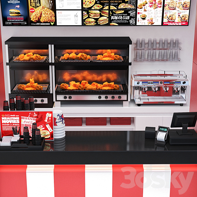 JC Fastfood and Coffee Kiosk 4 3DS Max Model - thumbnail 2