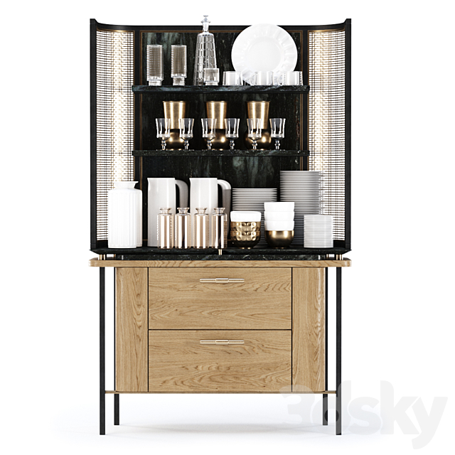 Katty modern sideboard with dishes by Bpoint Design 3DS Max Model - thumbnail 4