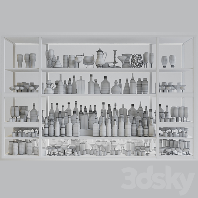 Large bar showcase with strong alcohol. The pub 3DSMax File - thumbnail 2