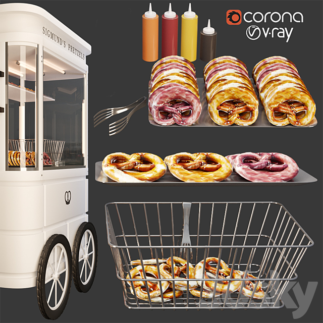 LITTLE PRETZEL CART 3DS Max Model - thumbnail 2