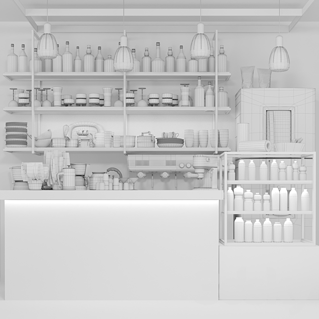 Minimalistic design of a pub with strong alcohol and a coffee machine. Cocktail 3ds Max - thumbnail 2