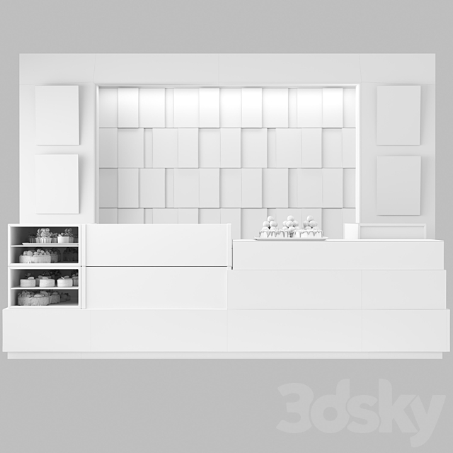 Modern coffee shop with display case with desserts and sweets 3DS Max Model - thumbnail 2