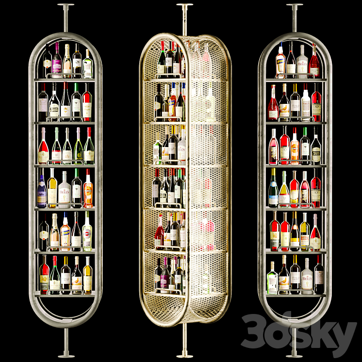 Modern rack in a restaurant with alcohol 3DS Max Model - thumbnail 3