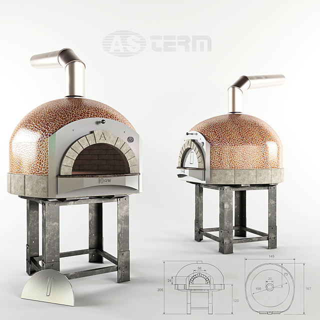 Pizza oven AS TERM D100K for firewood 3DSMax File - thumbnail 1