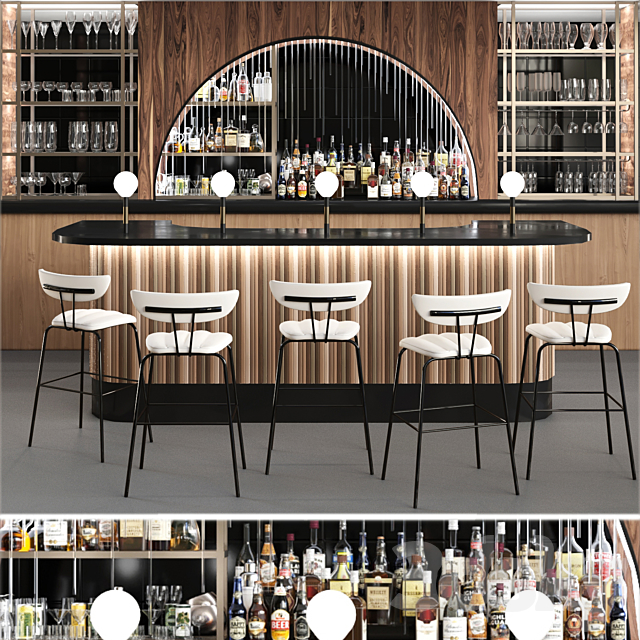 Pub in classic style with a collection of strong alcohol. Alcohol 3DSMax File - thumbnail 1