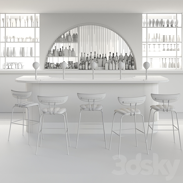 Pub in classic style with a collection of strong alcohol. Alcohol 3DSMax File - thumbnail 2