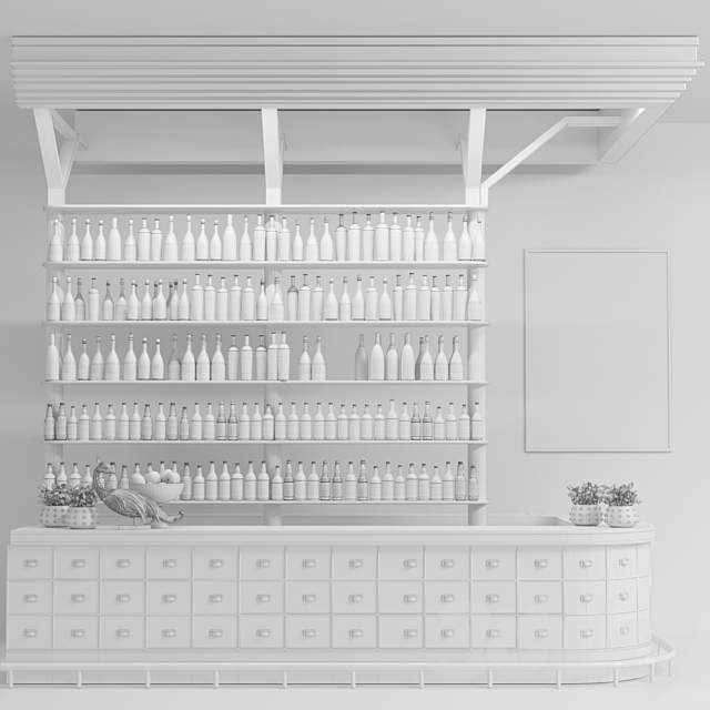 Pub with a shelf with strong alcohol. Wine 22 3DSMax File - thumbnail 2