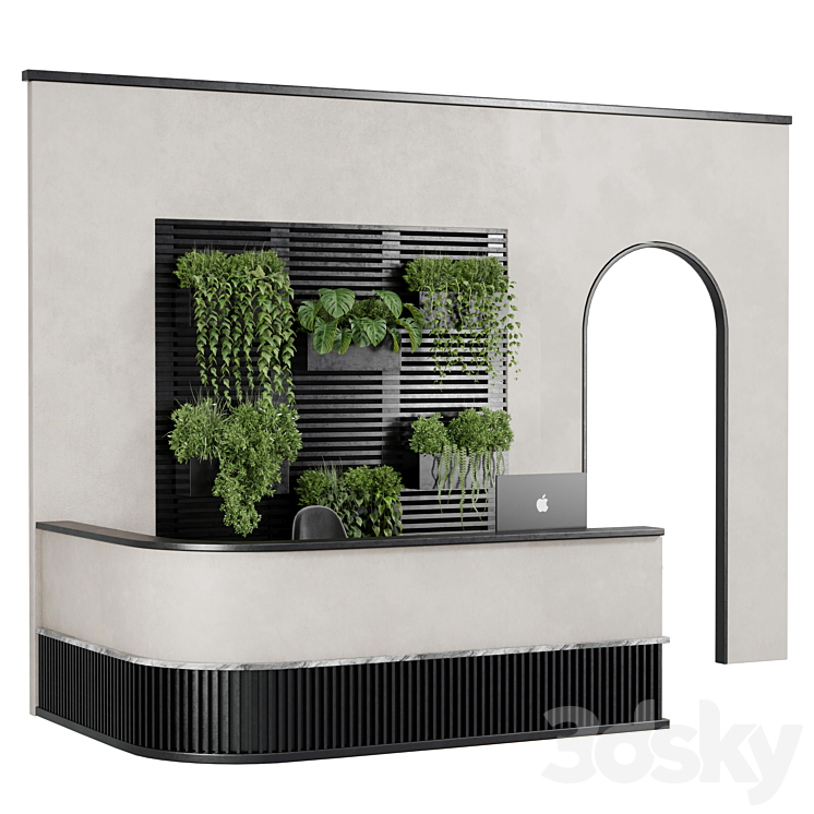 Reception Desk and Wall plant – office furniture 10 3DS Max Model - thumbnail 1