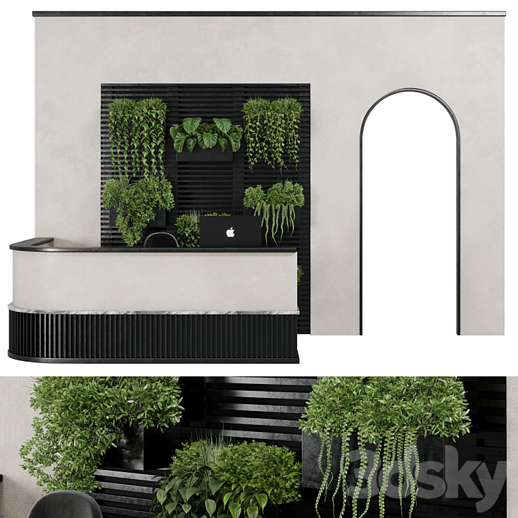 Reception Desk and Wall plant – office furniture 10 3DS Max Model - thumbnail 2