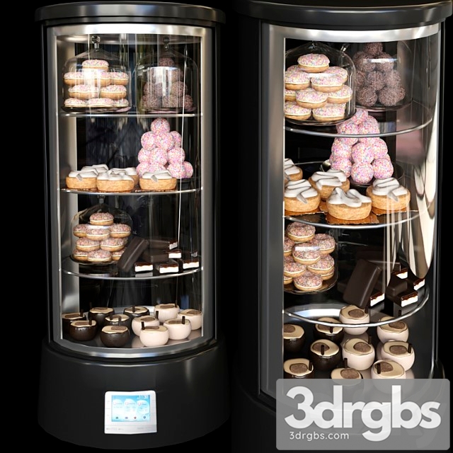 Refrigerator in a cafe with desserts and various sweets 2. confectionery shop 3dsmax Download - thumbnail 1