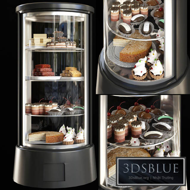 Refrigerator with desserts and sweets for shops or cafes. Confectionery 3DS Max - thumbnail 3