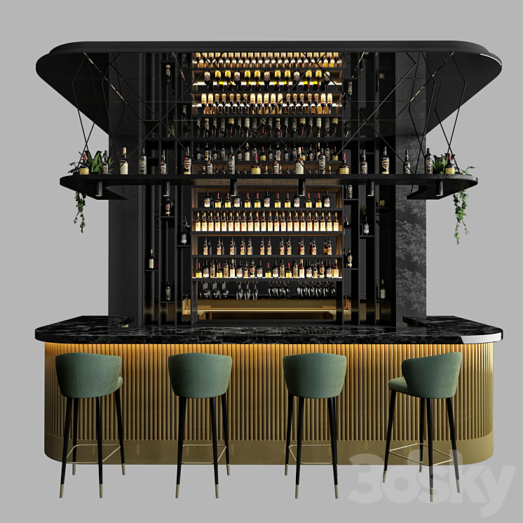 Restaurant bar 3 3DS Max - thumbnail 2