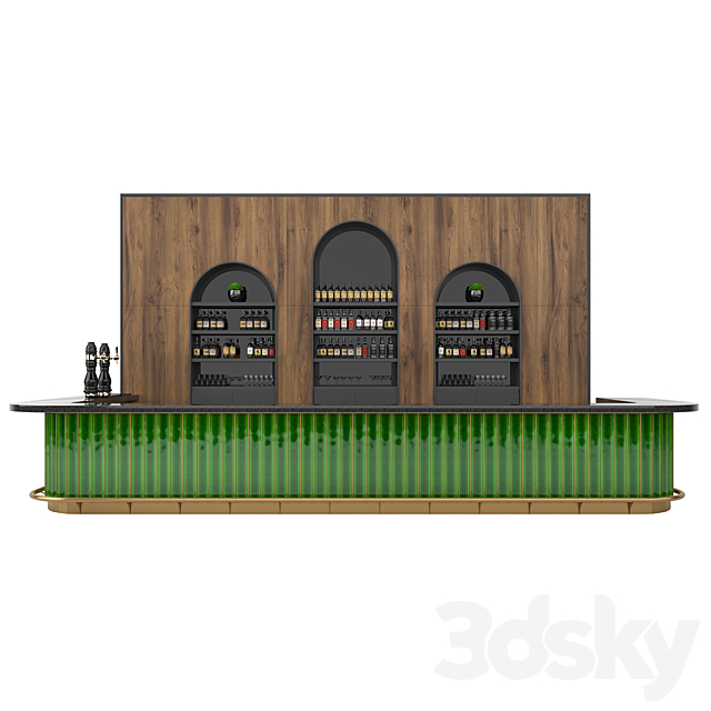 Restaurant Bar Set 01 with Emerald Ceramic tiles 3DS Max Model - thumbnail 2