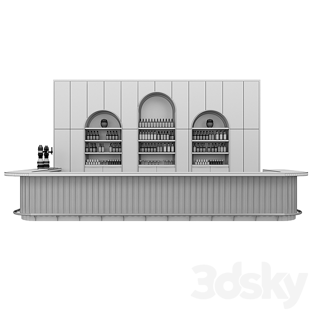 Restaurant Bar Set 01 with Emerald Ceramic tiles 3DS Max Model - thumbnail 5