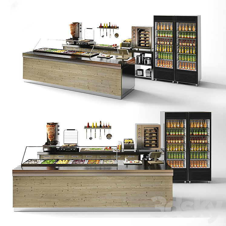 Set for a cafe 3DS Max - thumbnail 1