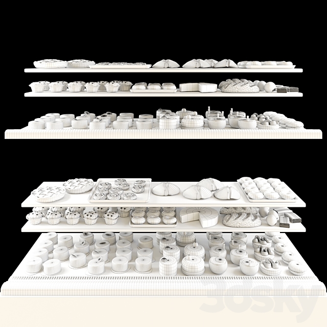 Showcase in a pastry shop with desserts. sweets and other different cakes 4 3DSMax File - thumbnail 2