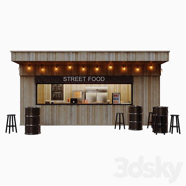 Street food cafe (kiosk) 3DS Max Model - thumbnail 2