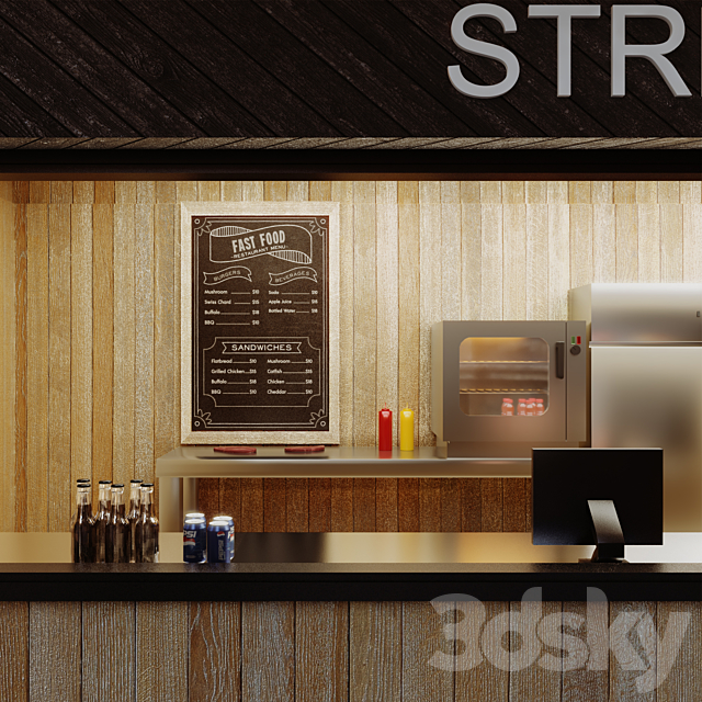 Street food cafe (kiosk) 3DS Max Model - thumbnail 3